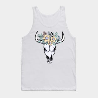 Cow Skull With Flowers Tank Top